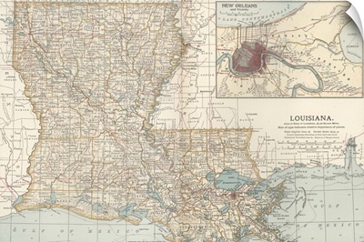 Louisiana - Vintage Map