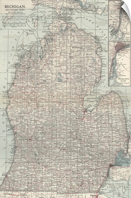 Michigan, Southern Part - Vintage Map