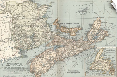 New Brunswick, Nova Scotia, and Prince Edward Island - Vintage Map