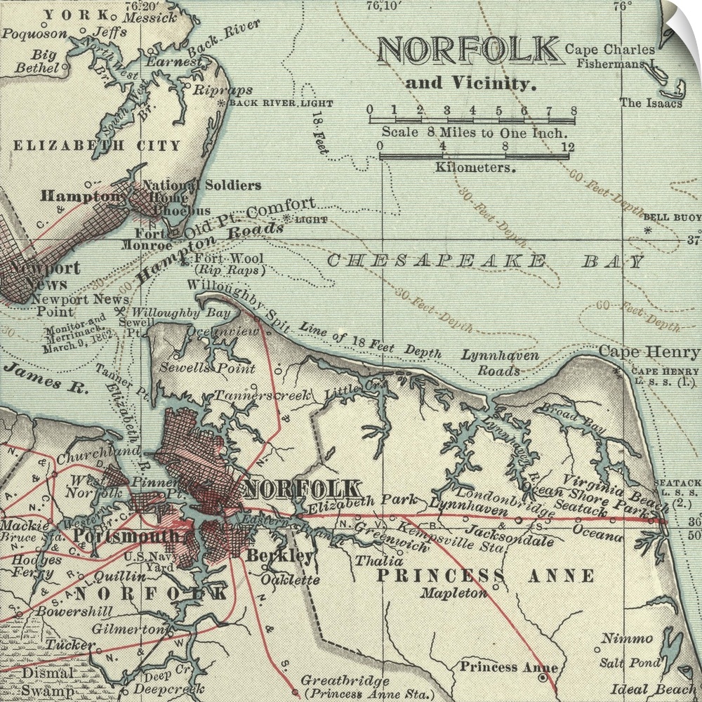 Norfolk - Vintage Map