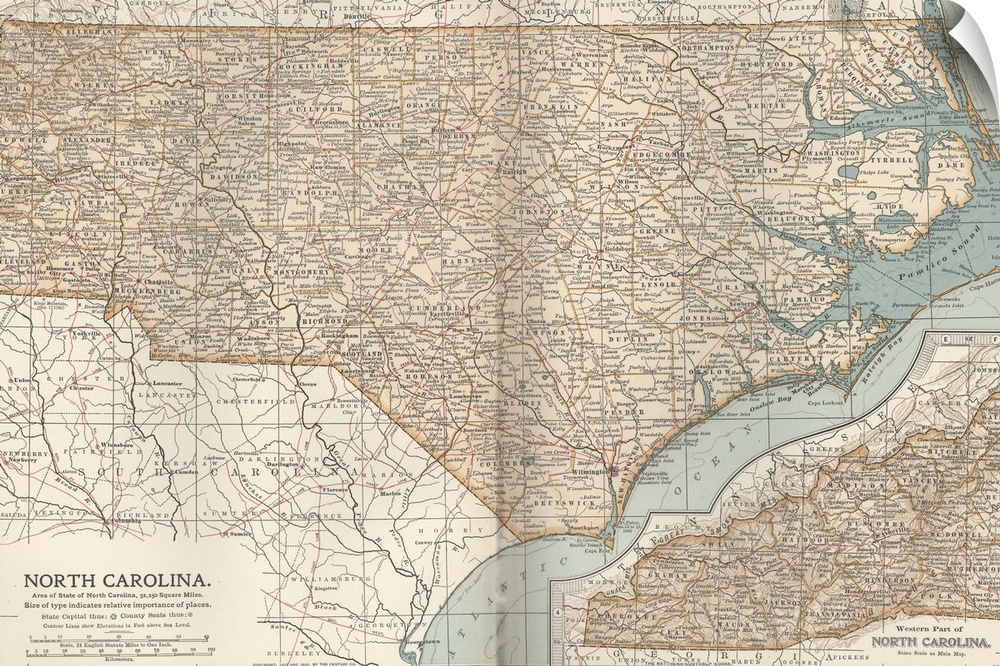 North Carolina - Vintage Map
