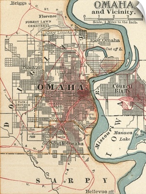 Omaha - Vintage Map