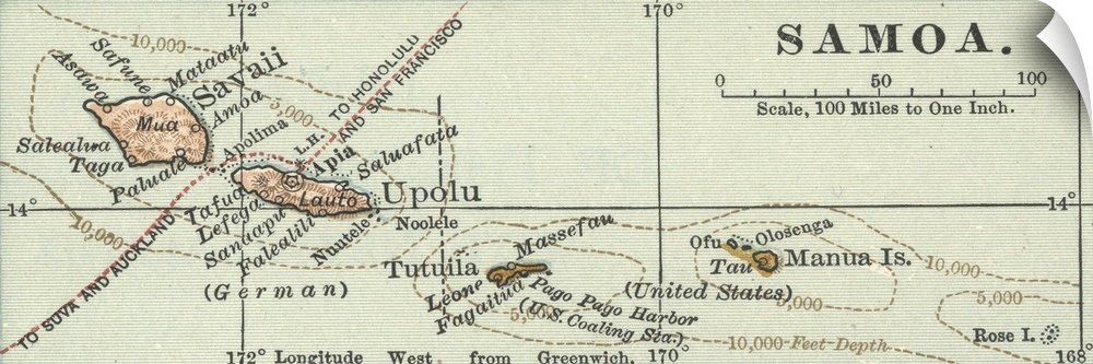 Samoa - Vintage Map