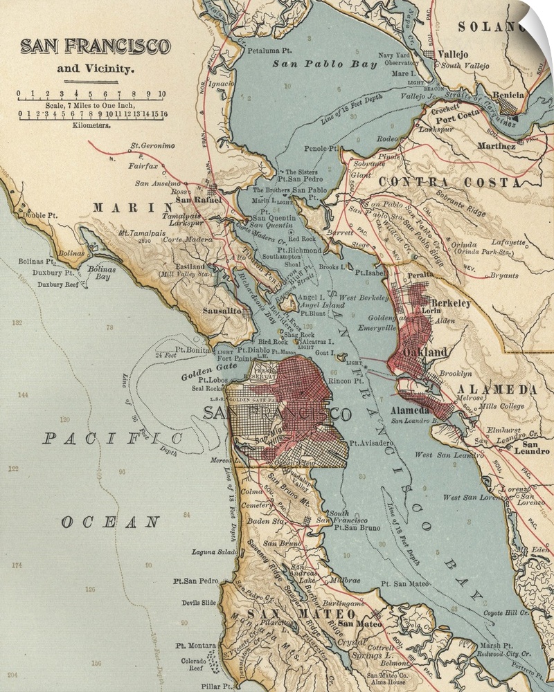 San Francisco Bay - Vintage Map