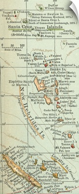 Santa Cruz Islands and New Hebrides - Vintage Map