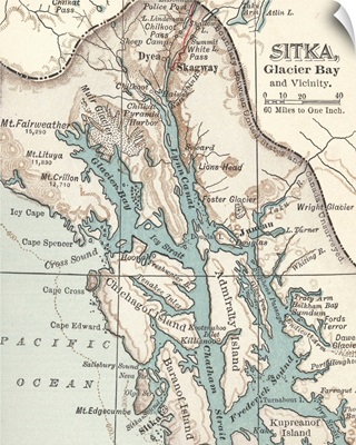 Sitka, Glacier Bay, and Vicinity - Vintage Map