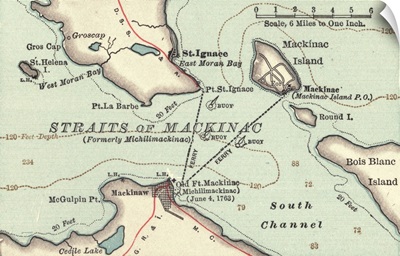 Straits of Mackinac - Vintage Map