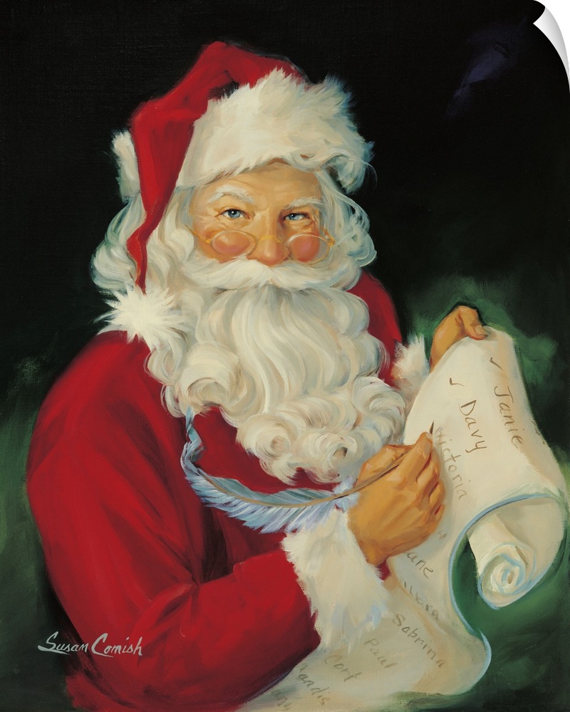 Portrait of Santa Claus reading a list.