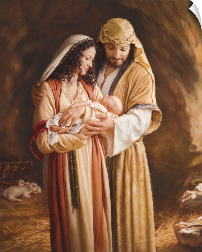 Nativity with Mary, Joseph and Jesus.