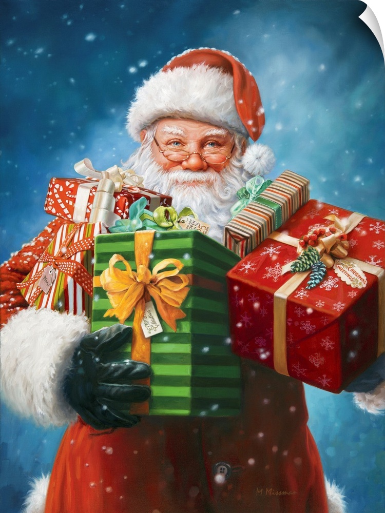 Santa delivering presents.