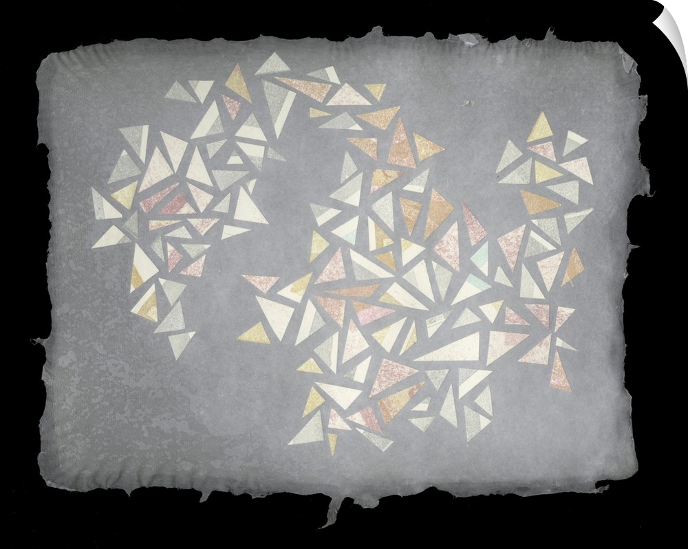 Triangles suspended in handmade paper.