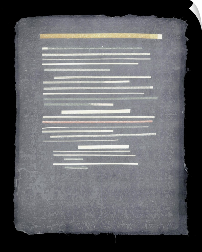 Lines make up something like a paragraph, suspended in handmade paper.