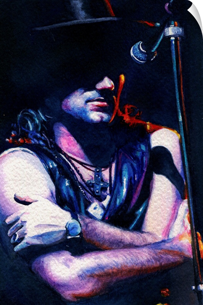 Illustration for atu2.com of Bono circa 1987 in watercolor.