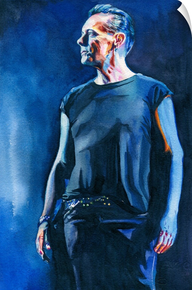 Watercolor painting of Larry Mullen Jr created for atu2.com 2017.