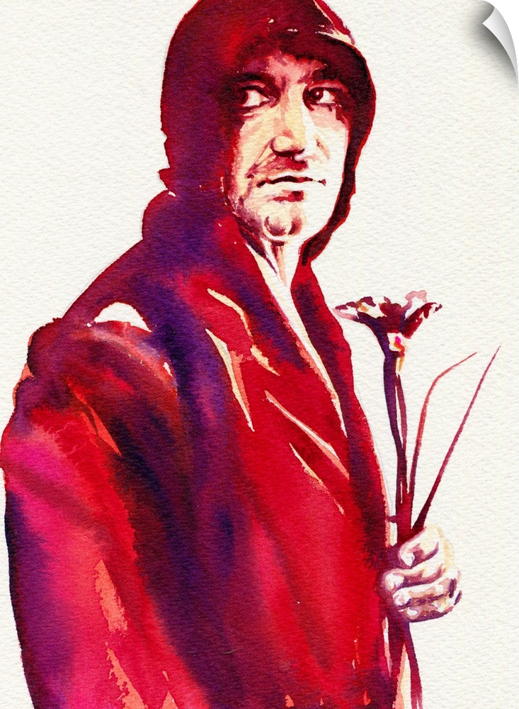Watercolor Illustration for atu2.com of Bono from U2 circa 1997.