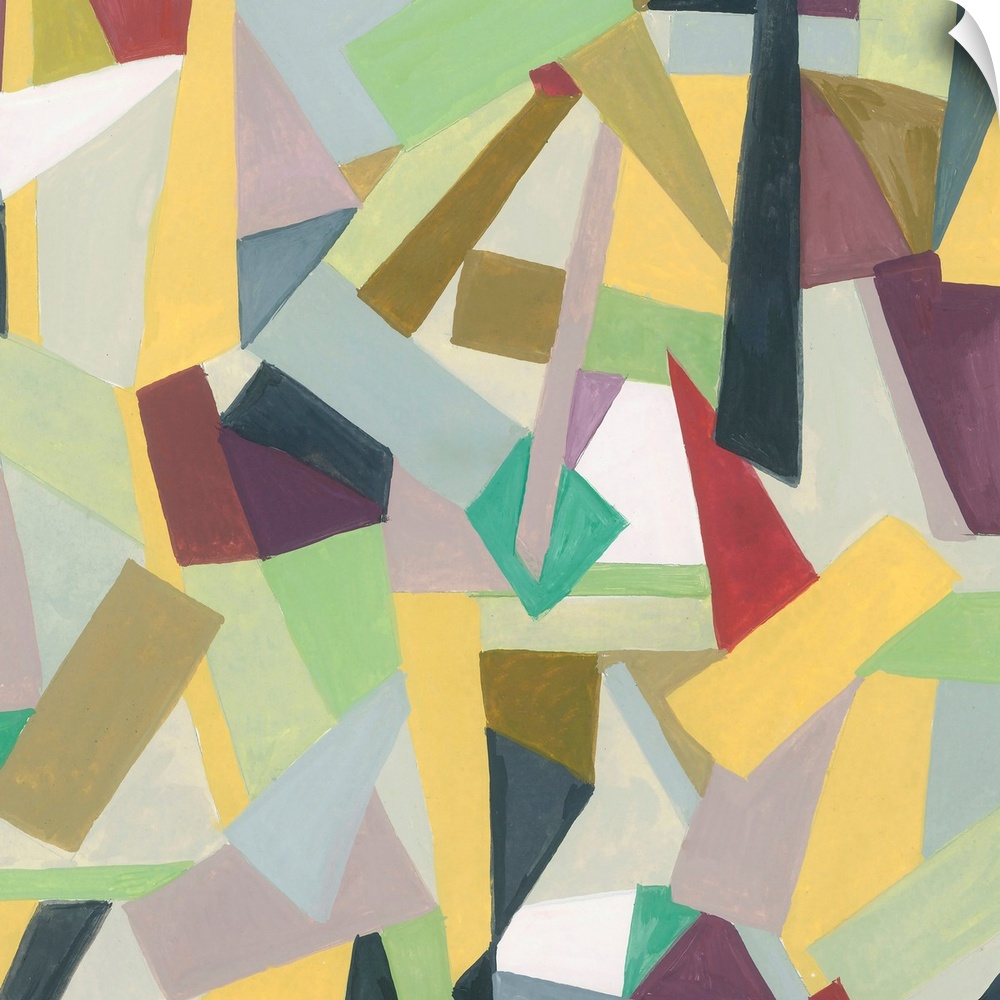 One painting in a series of geometric abstracts with muted colors depicting the artist's interpretation of well-known cities.