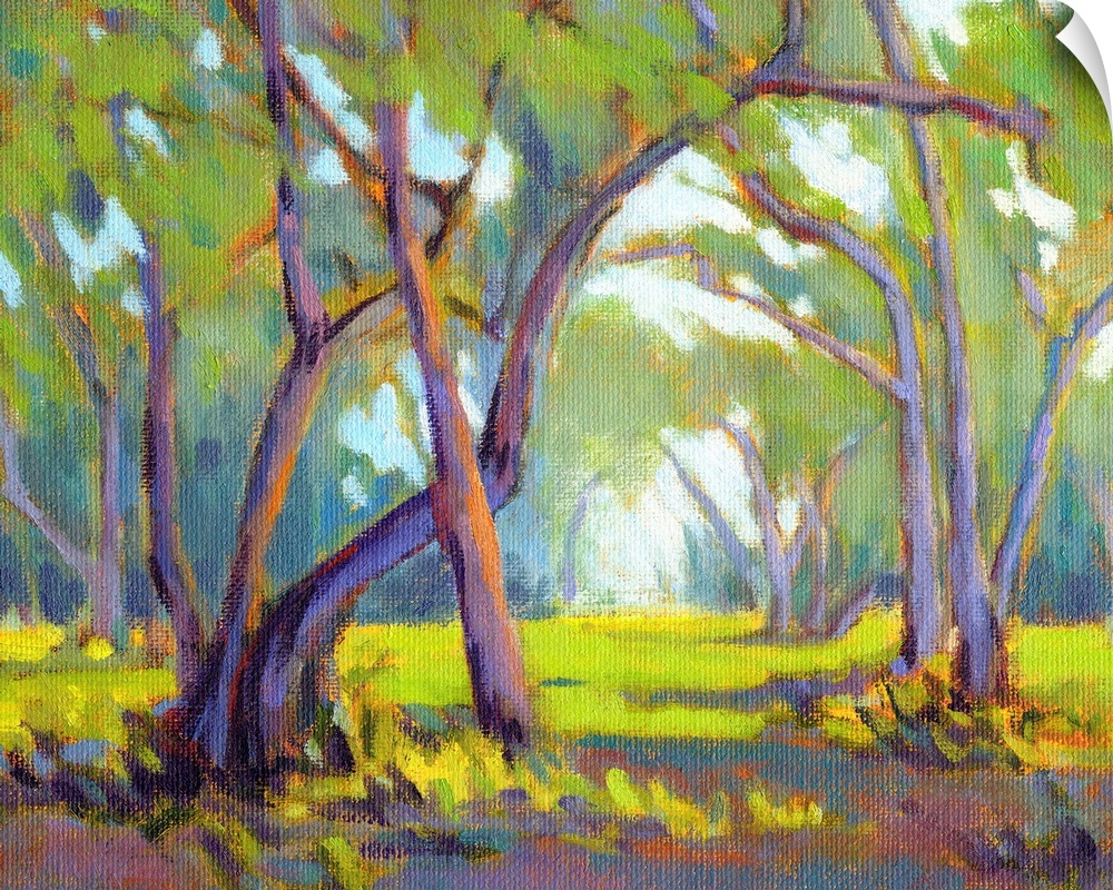 A horizontal contemporary painting of  forest.