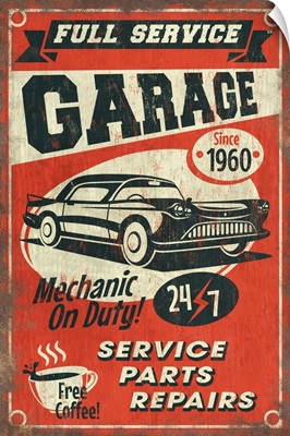 24/7 Full Service Garage, Vintage Sign
