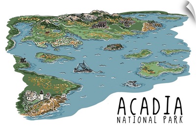 Acadia National Park, Maine - Line Drawing