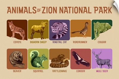 Animals Of Zion National Park: Graphic Travel Poster