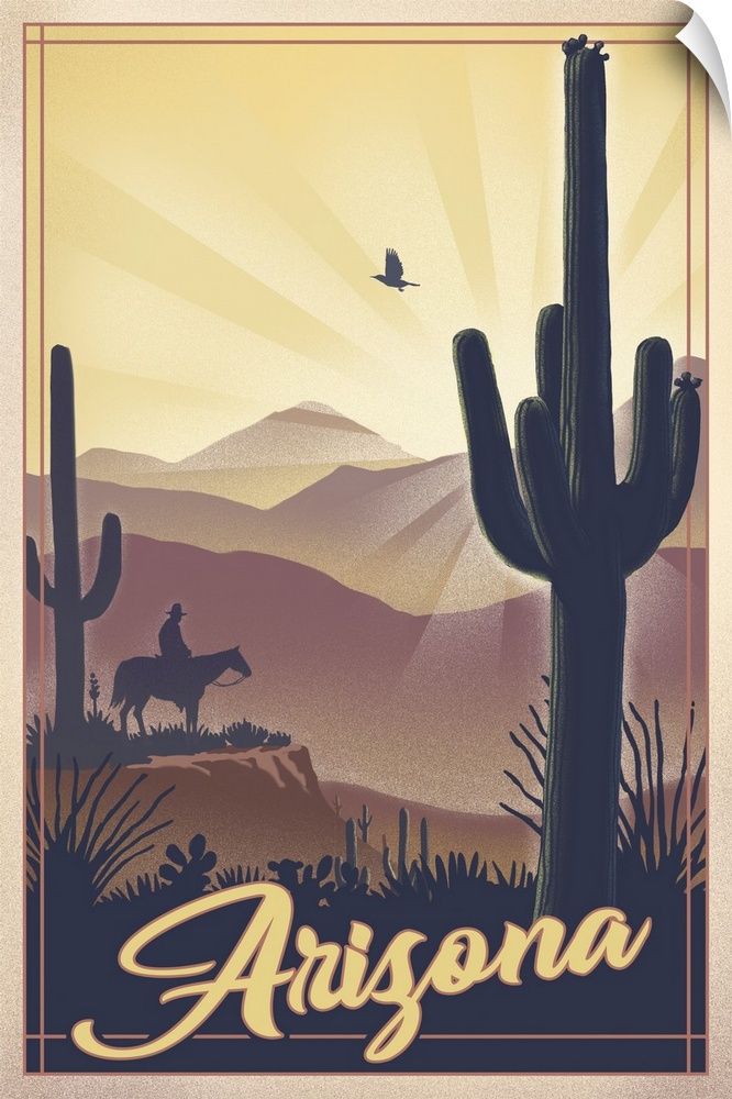Arizona - Desert Scene - Lithograph