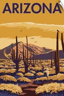 Arizona Desert Scene with Cactus