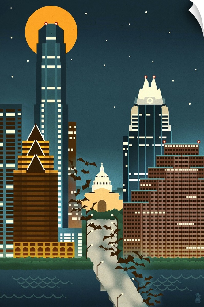 Austin, Texas, Retro Skyline