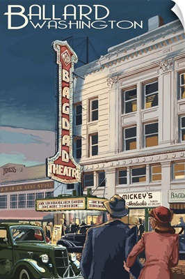 Bagdad Theatre - Ballard, Seattle, WA: Retro Travel Poster