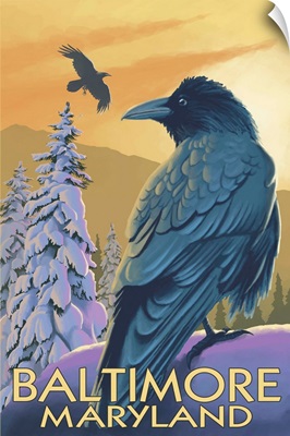 Baltimore, Maryland - Raven: Retro Travel Poster