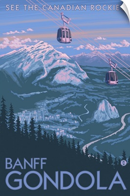 Banff, Alberta, Canada - View of Banff Gondola: Retro Travel Poster