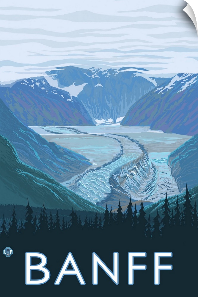 Banff, Canada - Glacier: Retro Travel Poster