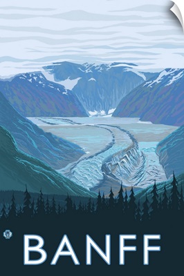 Banff, Canada - Glacier: Retro Travel Poster