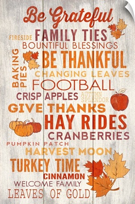 Be Grateful, Thanksgiving Typography