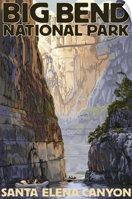 Big Bend National Park, Texas - Santa Elena Canyon: Retro Travel Poster