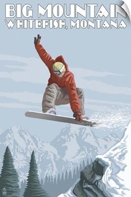 Big Mountain, Whitefish, Montana, Snowboarder Jumping