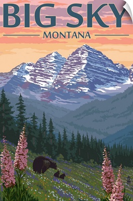 Big Sky, Montana - Bear & Spring Flowers