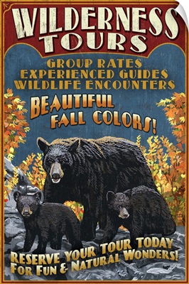 Black Bear Family, Vintage Sign