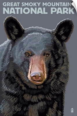 Black Bear Up Close - Great Smoky Mountains National Park, TN: Retro Travel Poster