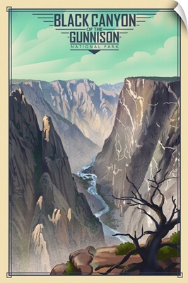 Black Canyon of the Gunnison National Park, Gunnison River: Retro Travel Poster