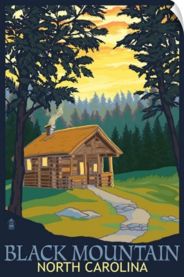 Black Mountain, North Carolina - Cabin Scene: Retro Travel Poster