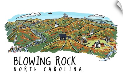 Blowing Rock, North Carolina - Line Drawing - Fall