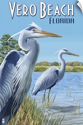 Blue Heron - Vero Beach, Florida: Retro Travel Poster