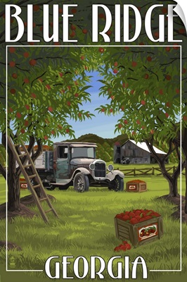 Blue Ridge, Georgia - Apple Harvest: Retro Travel Poster