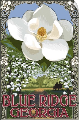 Blue Ridge, Georgia - Magnolia: Retro Travel Poster
