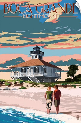Boca Grande, Florida - Lighthouse: Retro Travel Poster