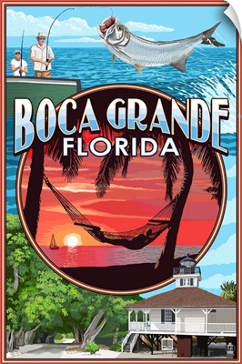 Boca Grande, Florida - Montage: Retro Travel Poster
