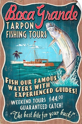 Boca Grande, Florida, Tarpon Fishing Tours Vintage Sign