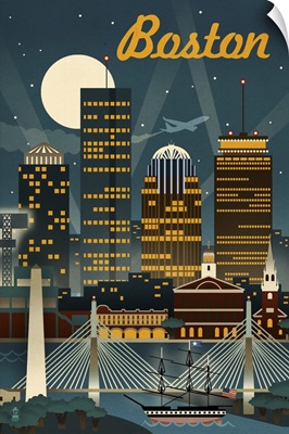 Boston, Massachusetts, Retro Skyline