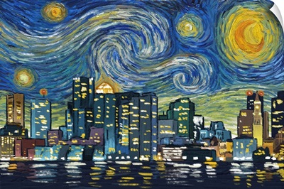 Boston, Massachusetts - Starry Night City Series