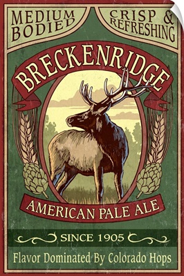 Breckenridge, Colorado - Elk Head Pale Ale Vintage Sign: Retro Travel Poster